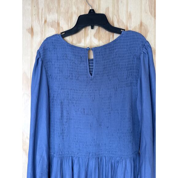 Zesica NWT Tiered Midi Maxi Dress, Size Large, Long Sleeve, Smocked Top, Rayon - Picture 4 of 9